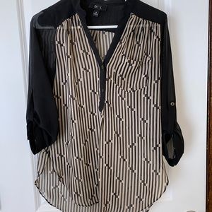 Beige and black blouse Size M